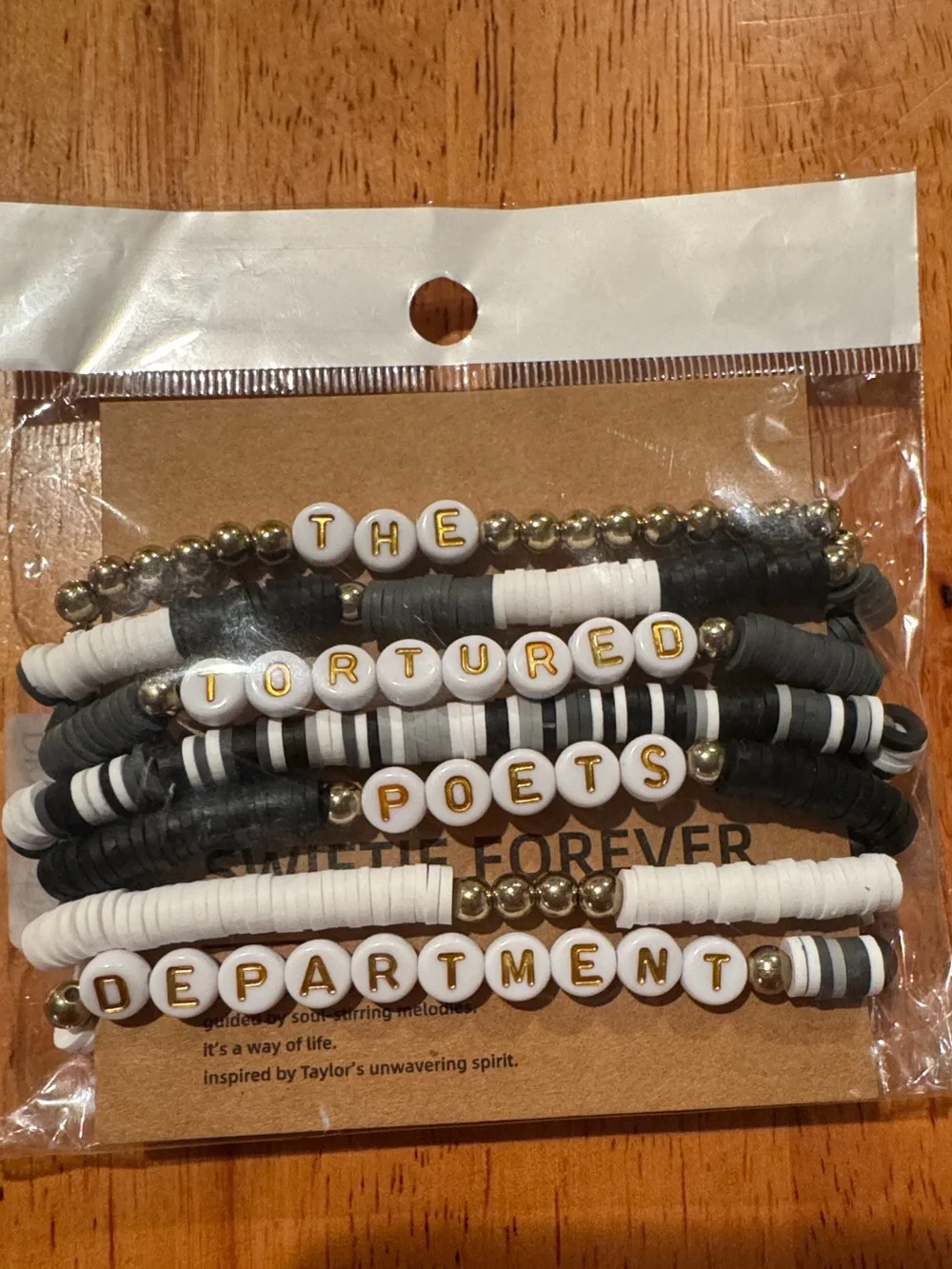 Dry Goods TTPD Black, White and Gold Stacked Beaded Bracelet Set